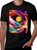 Vibrant Celestial Graphic Tee - Artistic Dreamscape