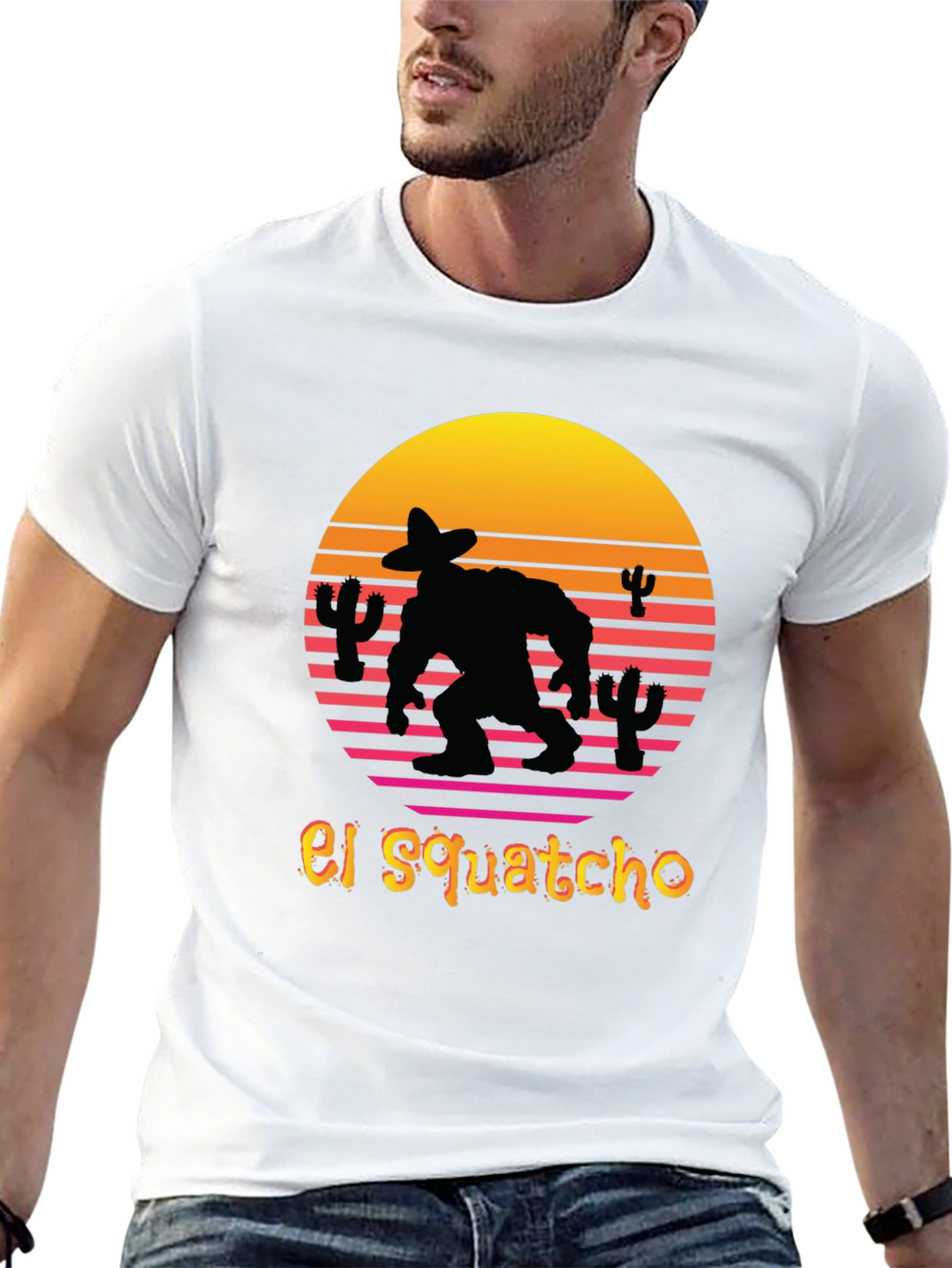 El Squatcho T-Shirt - Retro Sunset Sasquatch Tee