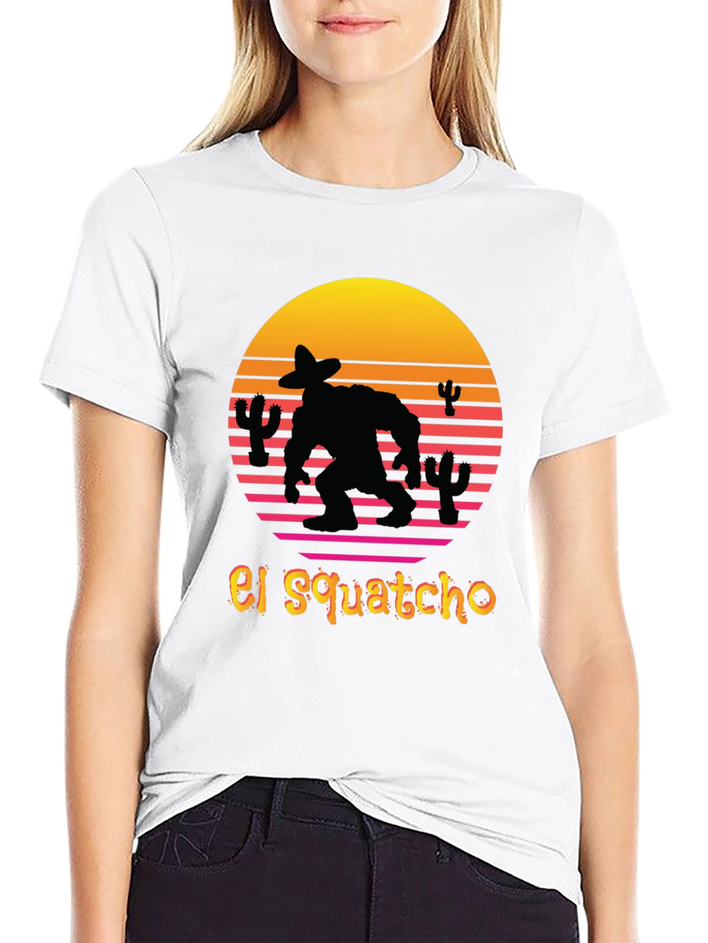 El Squatcho T-Shirt - Retro Sunset Sasquatch Tee