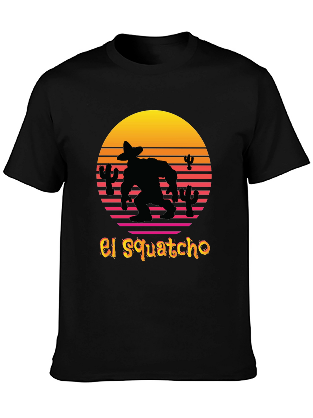 El Squatcho T-Shirt - Retro Sunset Sasquatch Tee