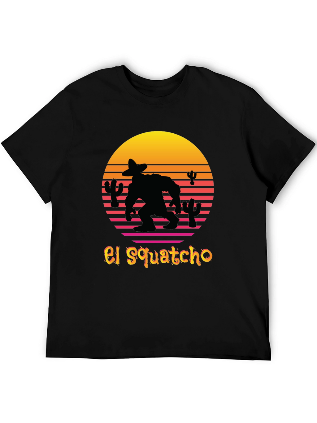 El Squatcho T-Shirt - Retro Sunset Sasquatch Tee