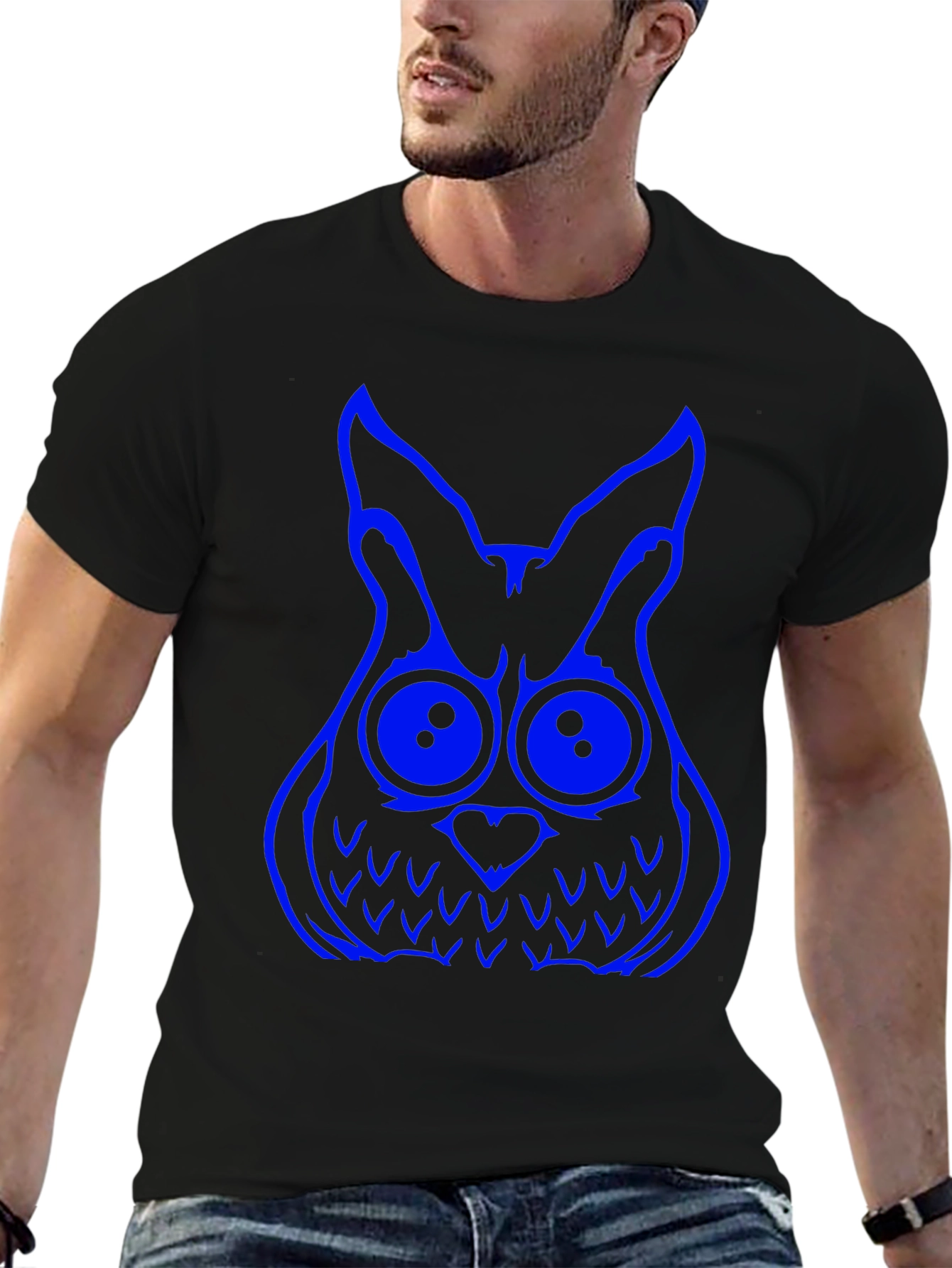 Cool Owl Graphic Tee - Black Cotton T-Shirt