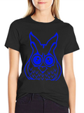 Cool Owl Graphic Tee - Black Cotton T-Shirt
