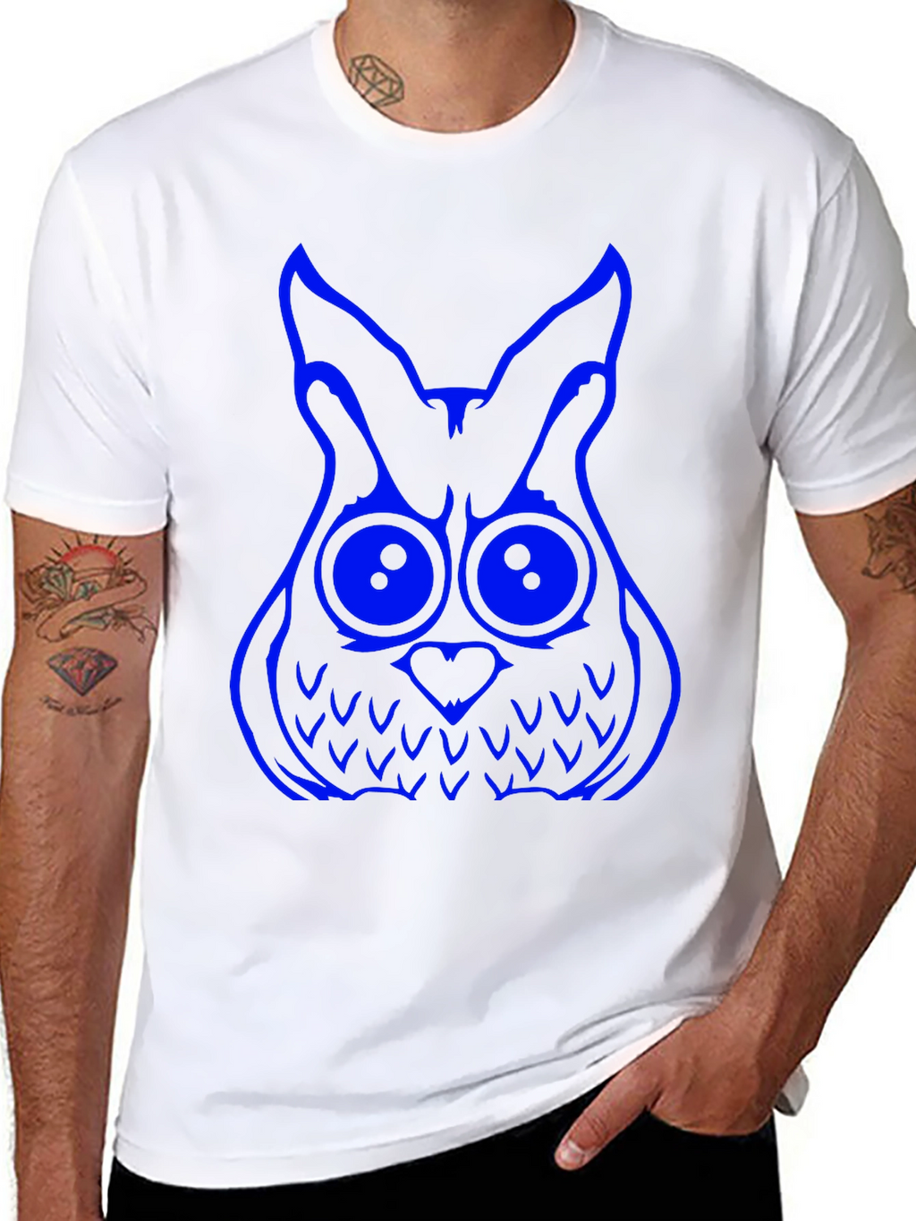 Cool Owl Graphic Tee - Black Cotton T-Shirt