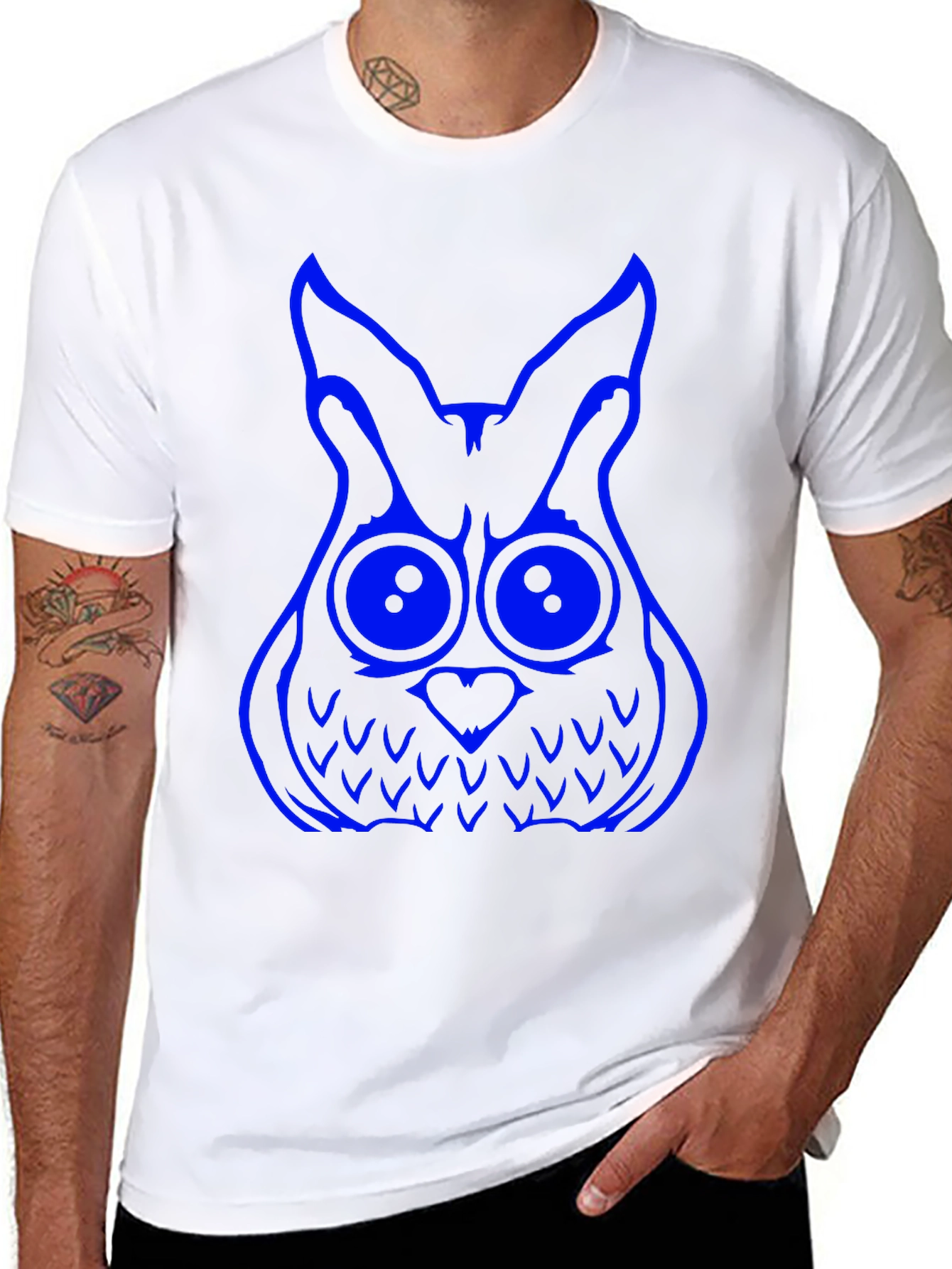 Cool Owl Graphic Tee - Black Cotton T-Shirt