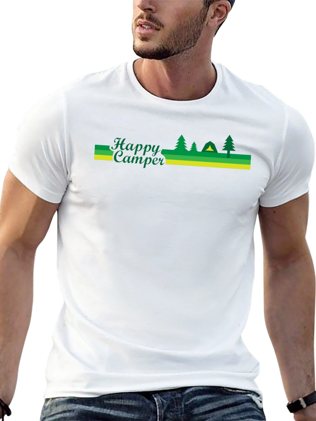 Happy Camper Black Graphic T-Shirt