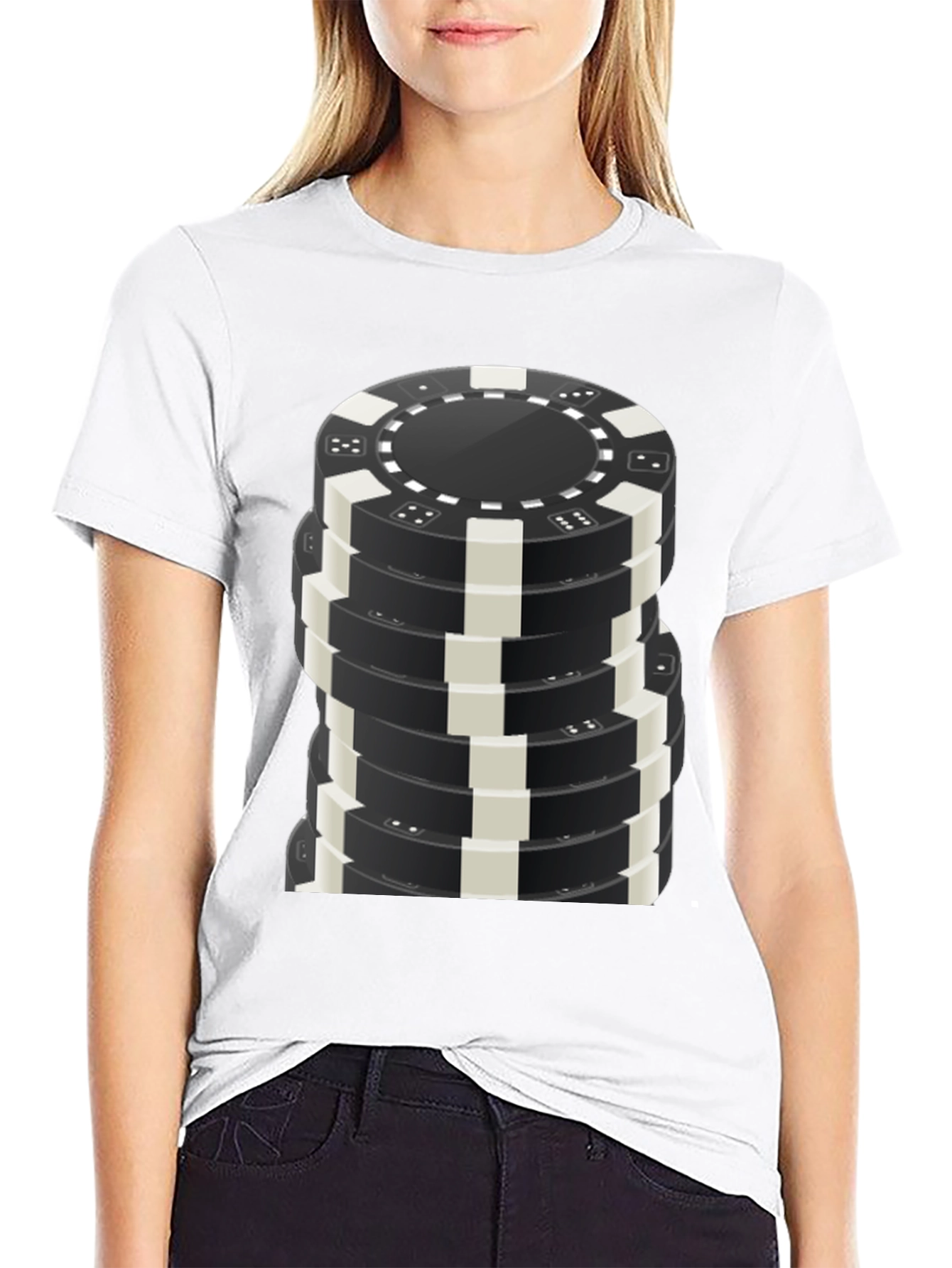 Poker Chip Stack Graphic Tee - Casino Night T-Shirt