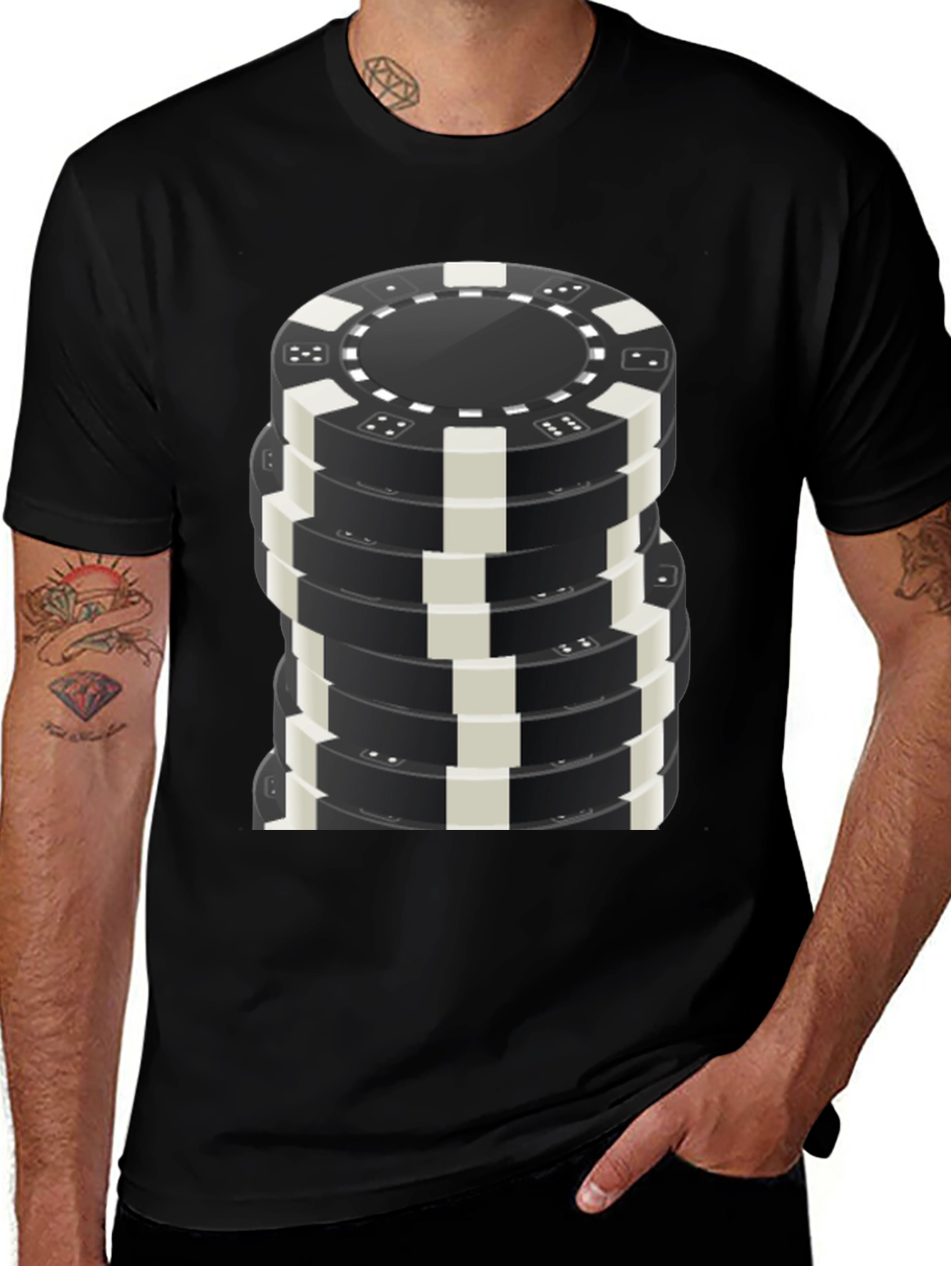 Poker Chip Stack Graphic Tee - Casino Night T-Shirt