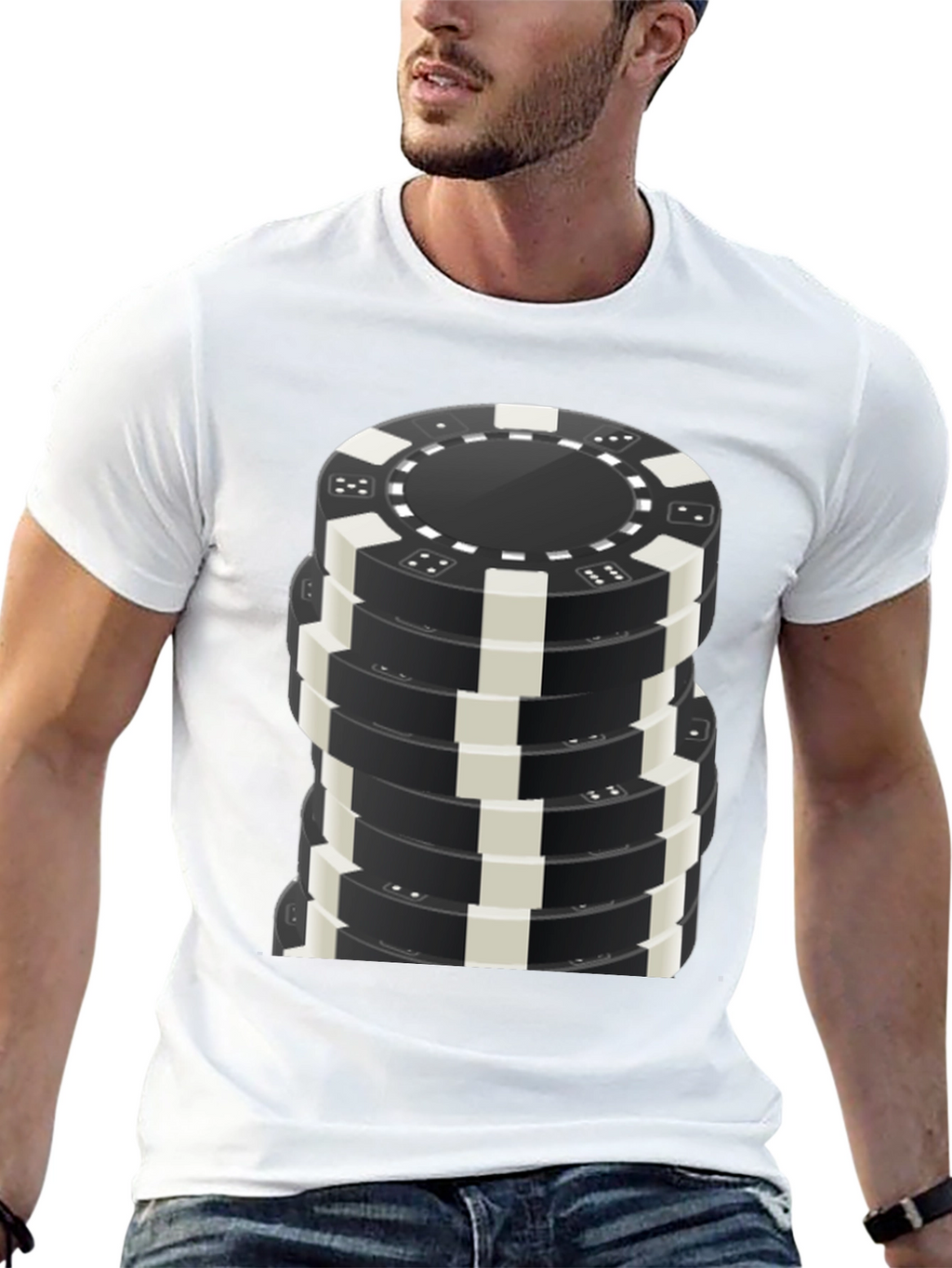 Poker Chip Stack Graphic Tee - Casino Night T-Shirt