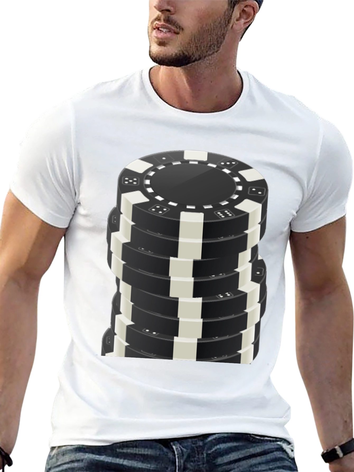 Poker Chip Stack Graphic Tee - Casino Night T-Shirt