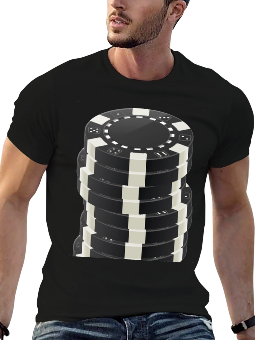 Poker Chip Stack Graphic Tee - Casino Night T-Shirt