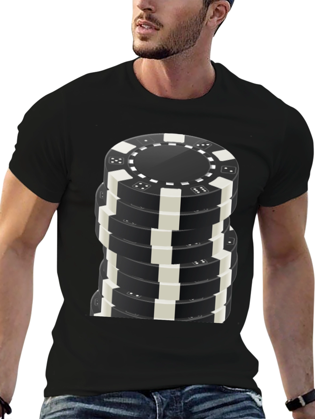 Poker Chip Stack Graphic Tee - Casino Night T-Shirt