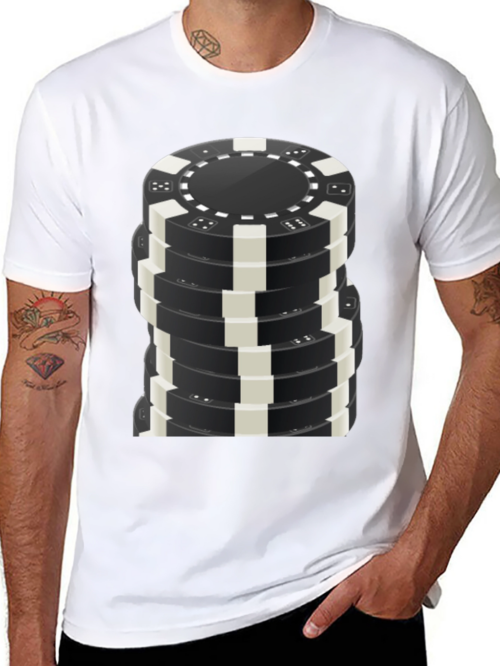 Poker Chip Stack Graphic Tee - Casino Night T-Shirt