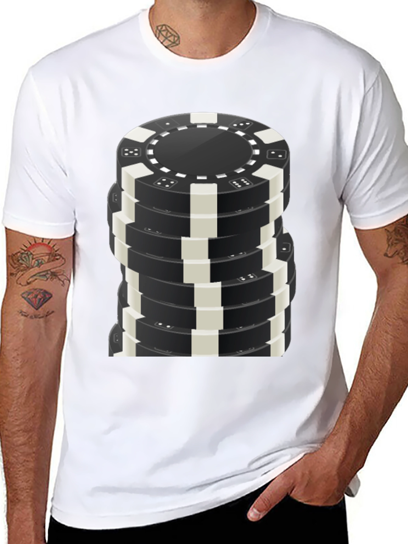 Poker Chip Stack Graphic Tee - Casino Night T-Shirt