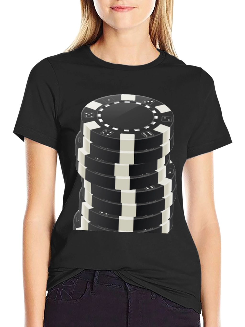 Poker Chip Stack Graphic Tee - Casino Night T-Shirt