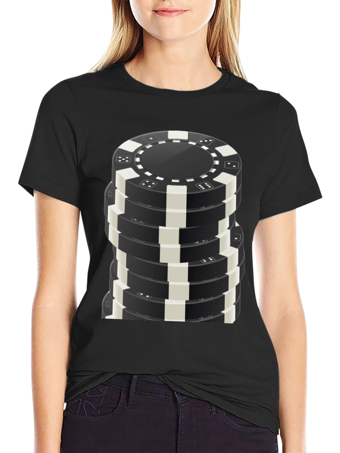 Poker Chip Stack Graphic Tee - Casino Night T-Shirt