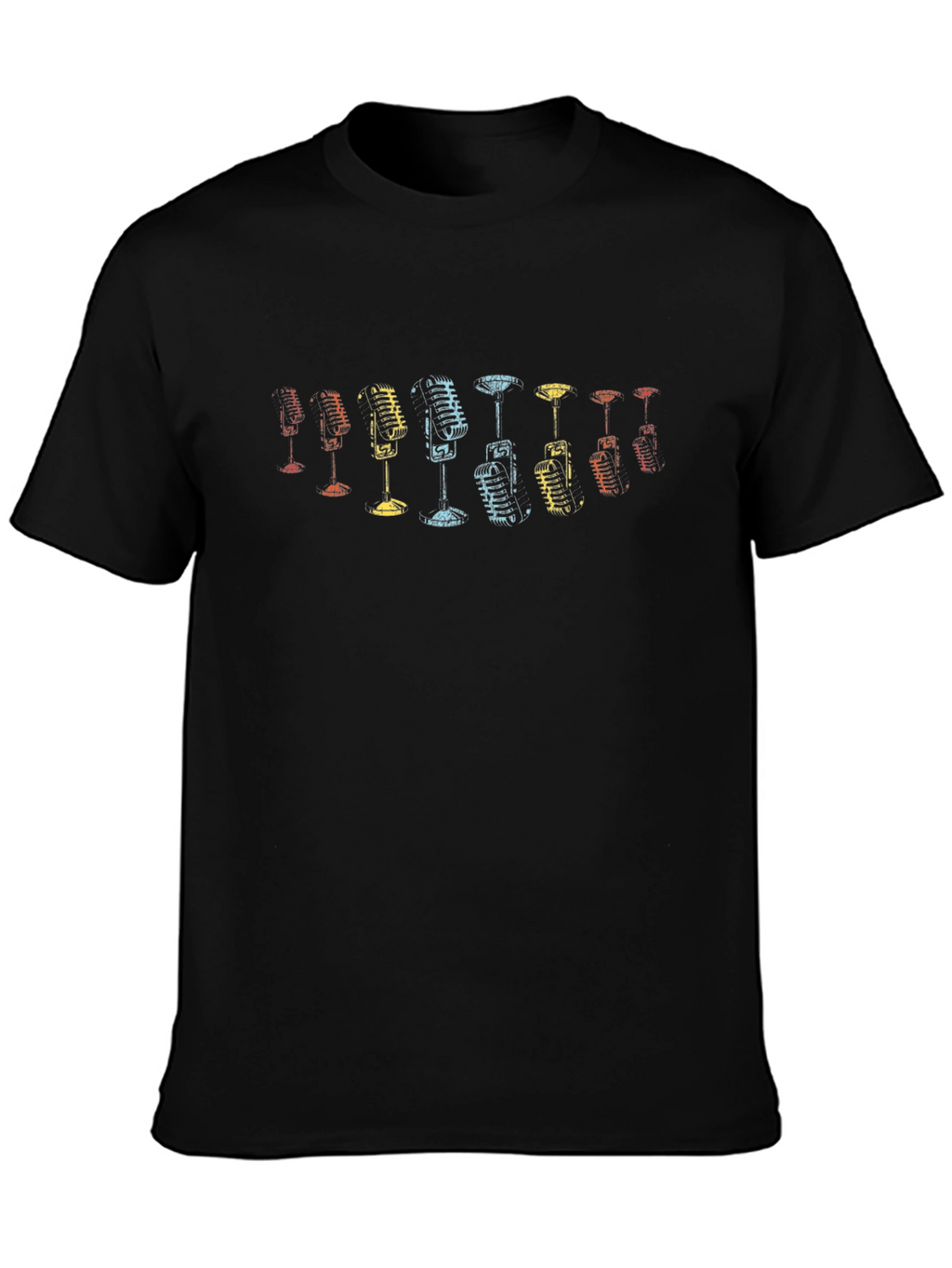 Retro Microphone Graphic Black T-Shirt