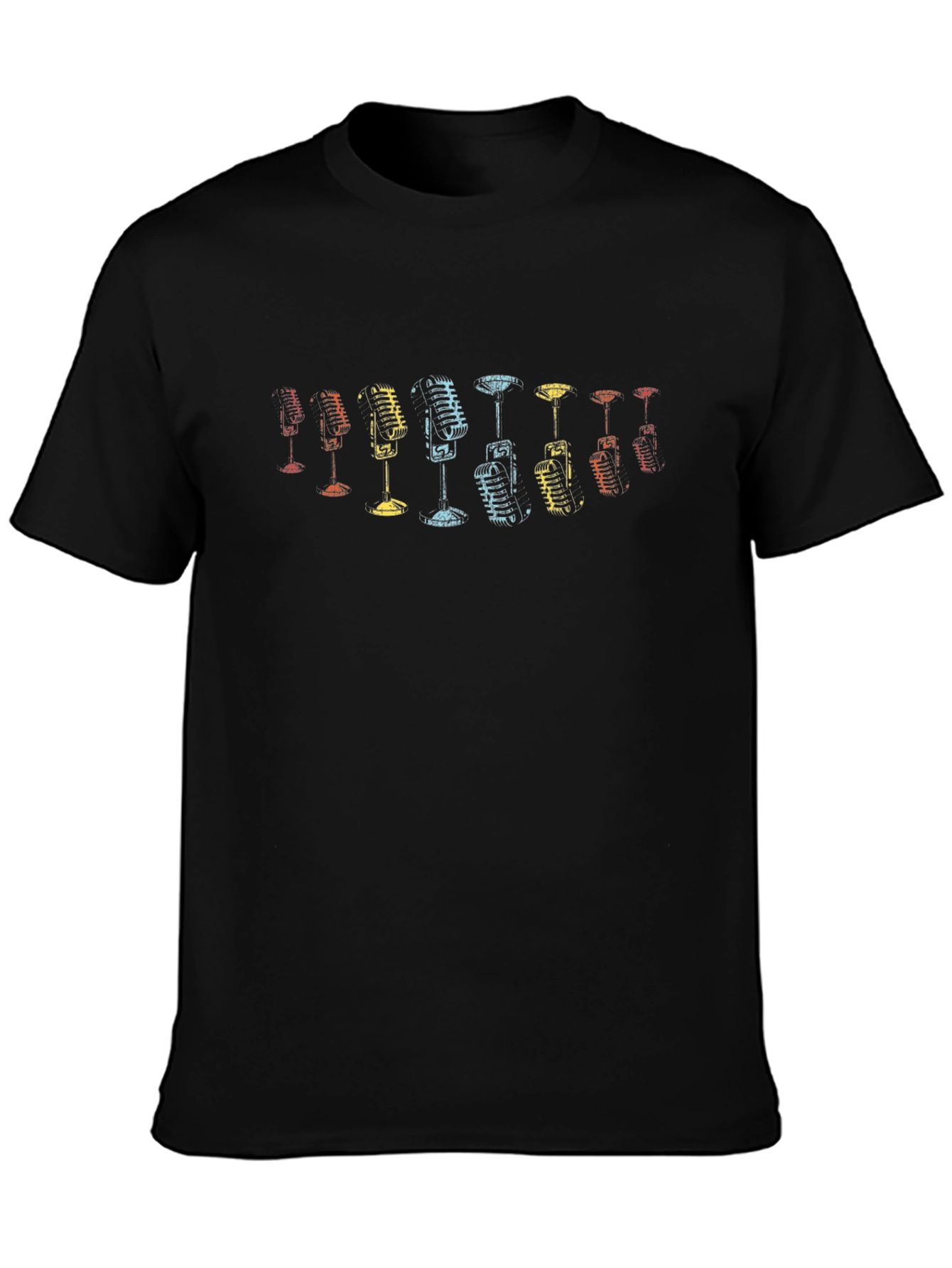 Retro Microphone Graphic Black T-Shirt