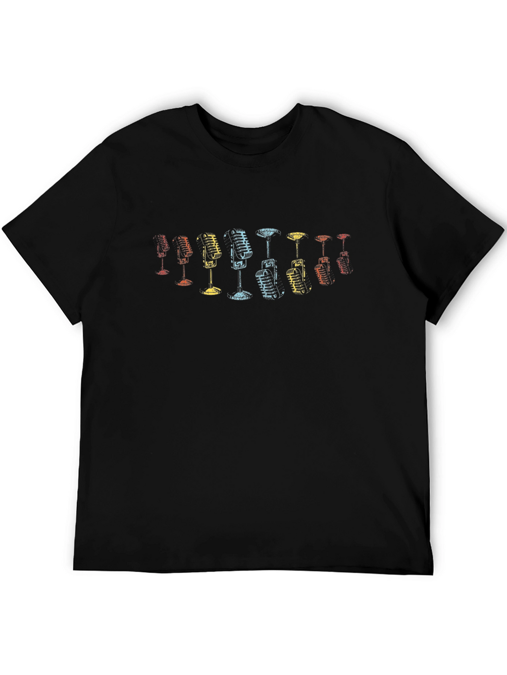 Retro Microphone Graphic Black T-Shirt