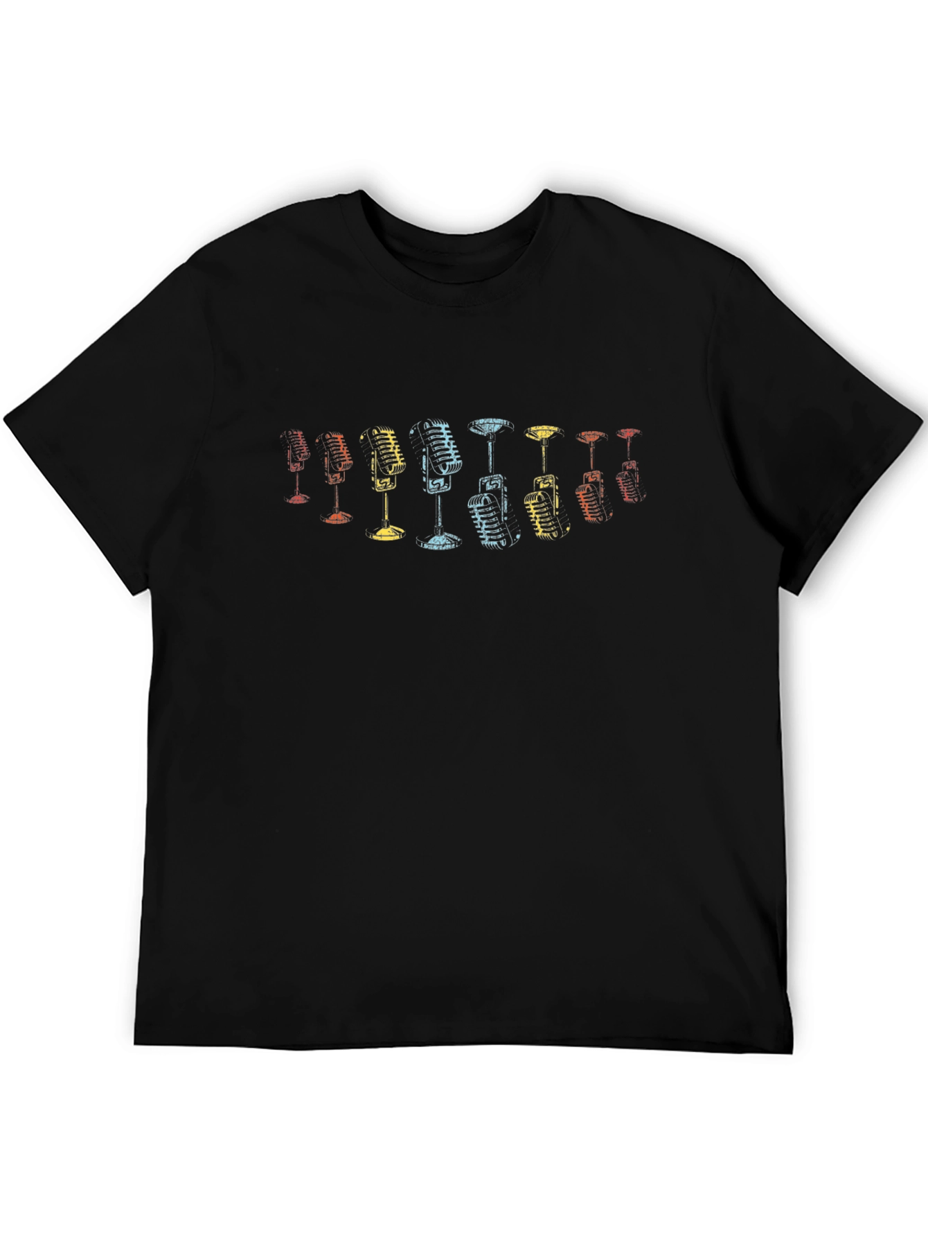 Retro Microphone Graphic Black T-Shirt