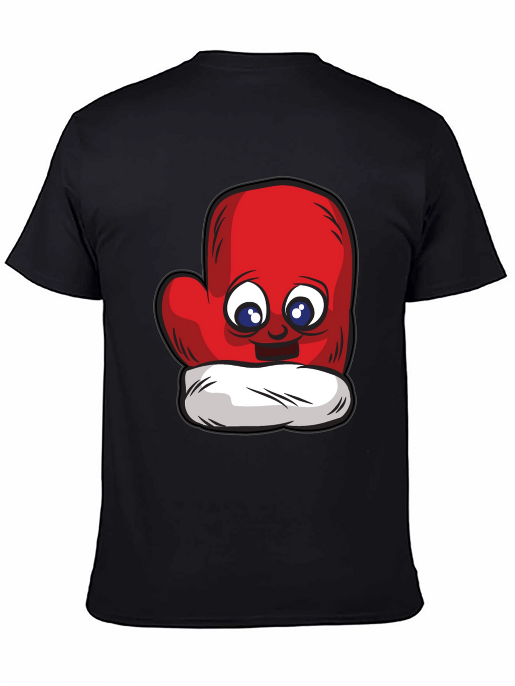 Cute Mitten Cartoon Graphic Black T-Shirt