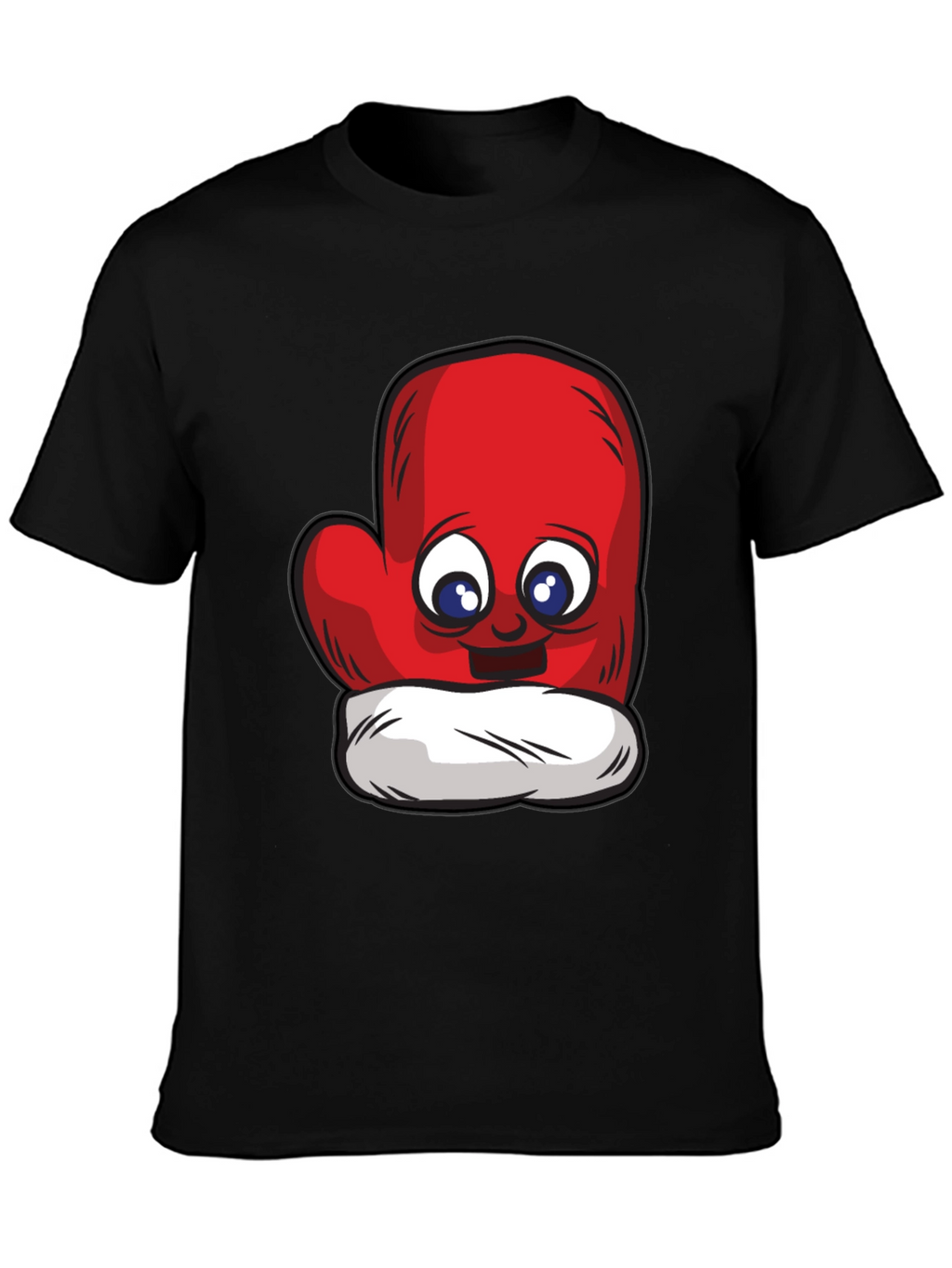 Cute Mitten Cartoon Graphic Black T-Shirt