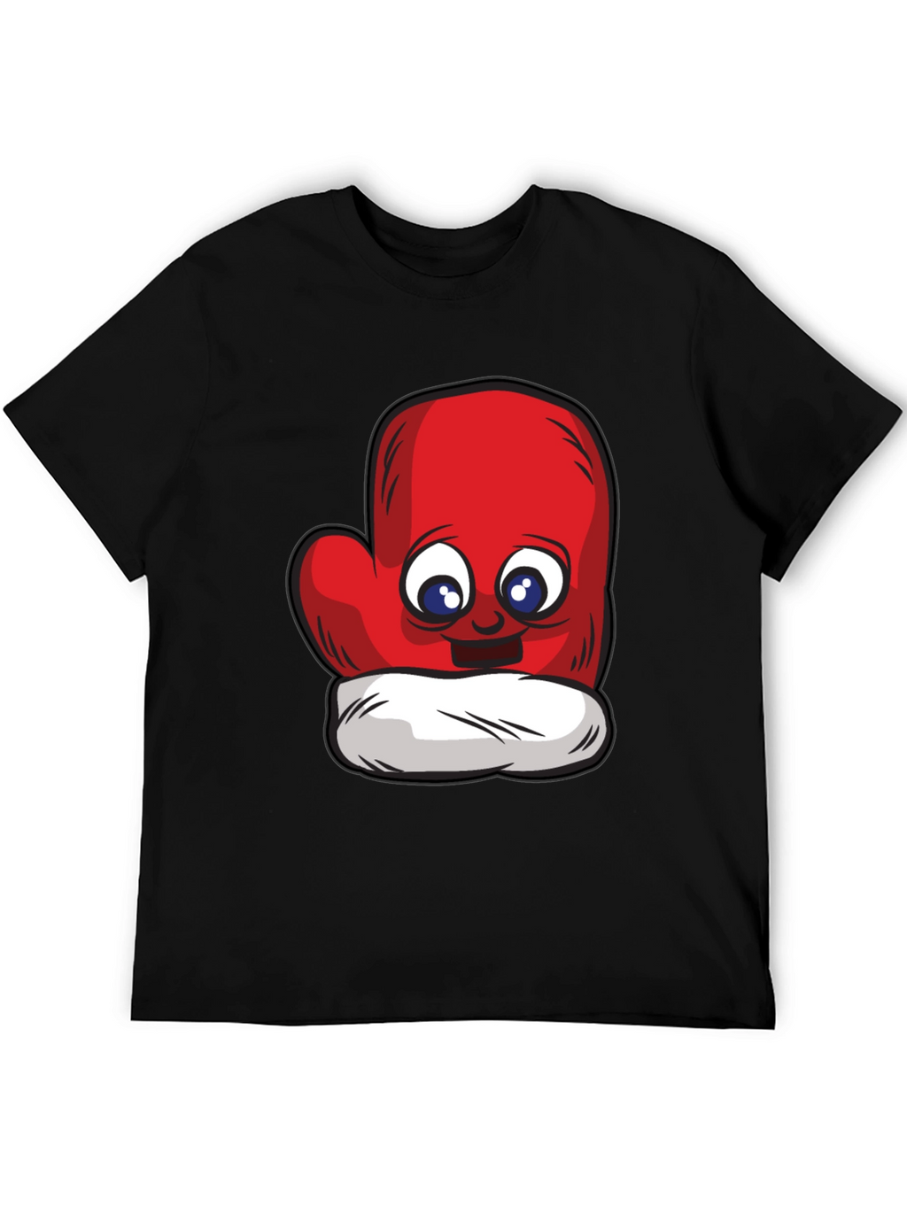 Cute Mitten Cartoon Graphic Black T-Shirt