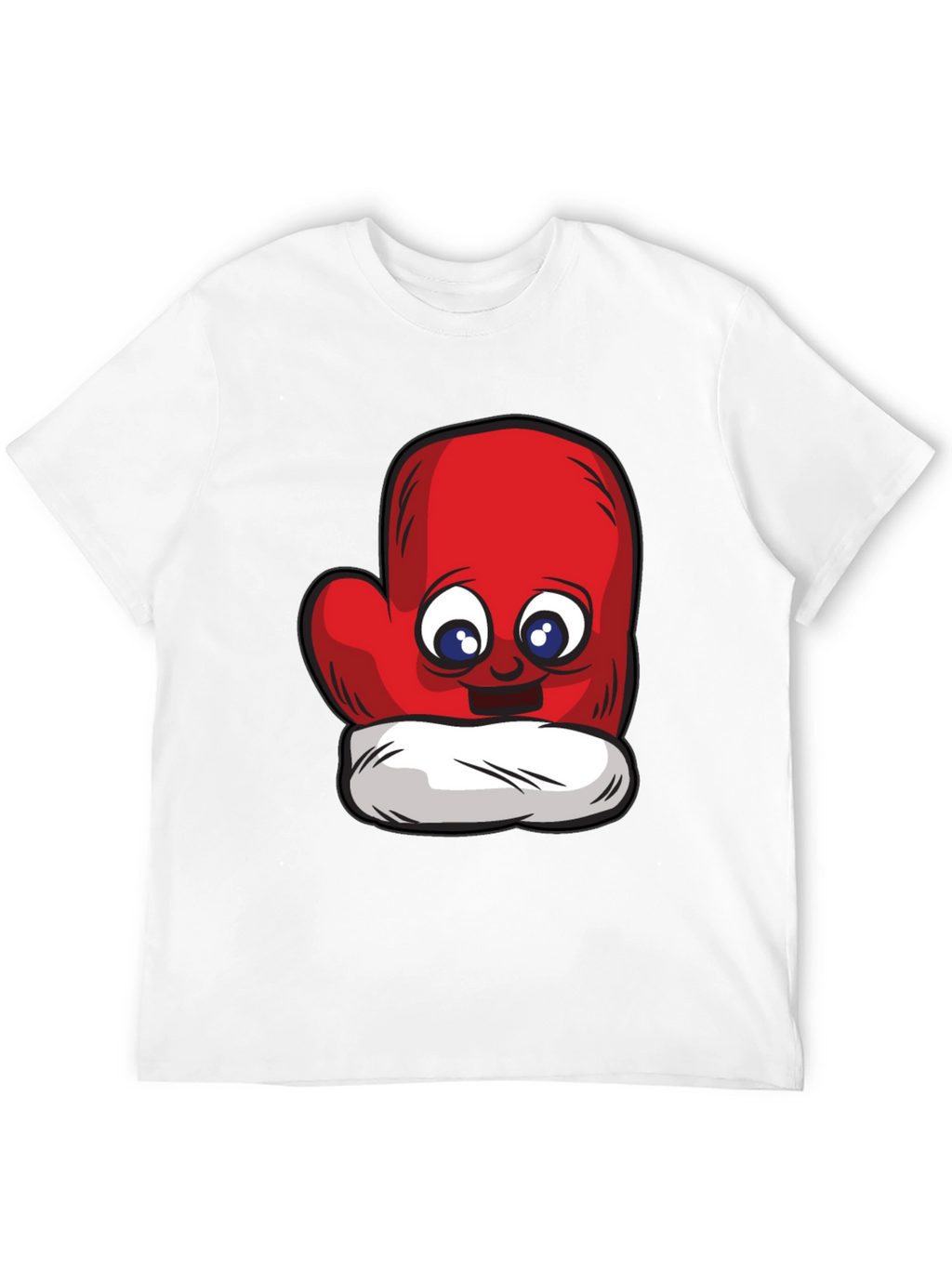 Cute Mitten Cartoon Graphic Black T-Shirt