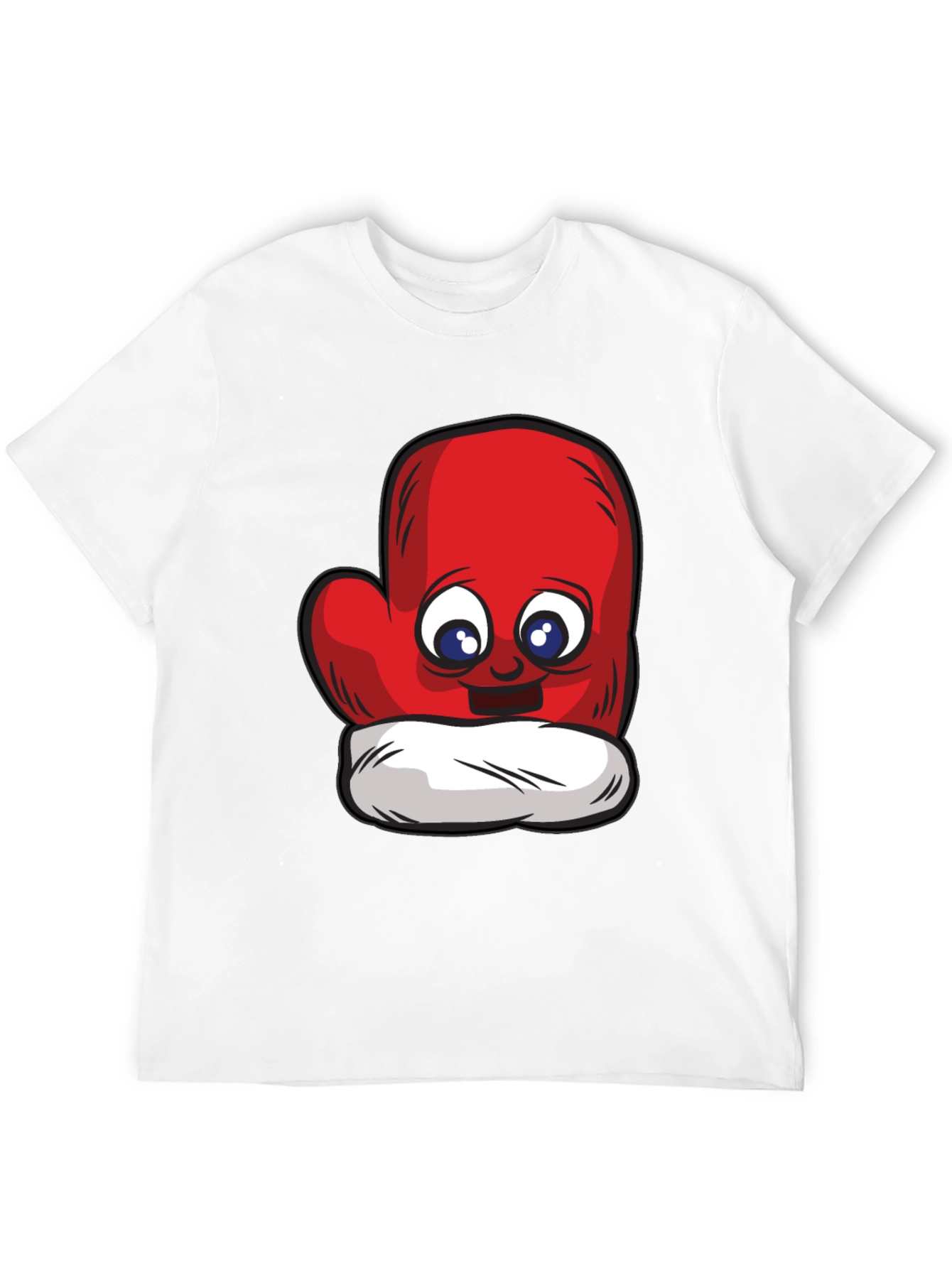 Cute Mitten Cartoon Graphic Black T-Shirt