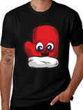 Cute Mitten Cartoon Graphic Black T-Shirt
