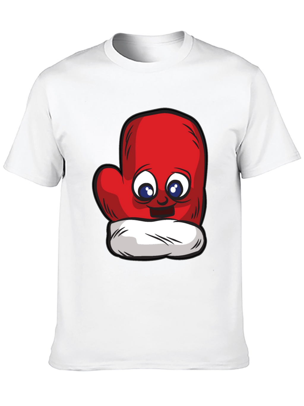 Cute Mitten Cartoon Graphic Black T-Shirt