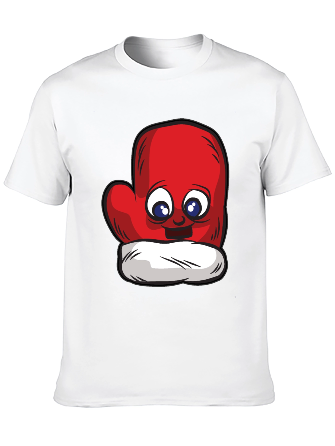 Cute Mitten Cartoon Graphic Black T-Shirt