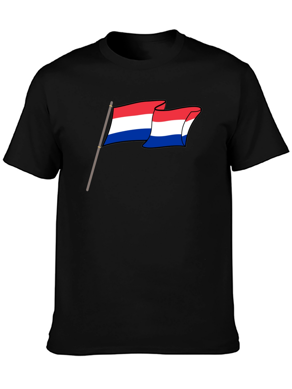 Netherlands Flag Graphic Tee - Black Cotton Shirt