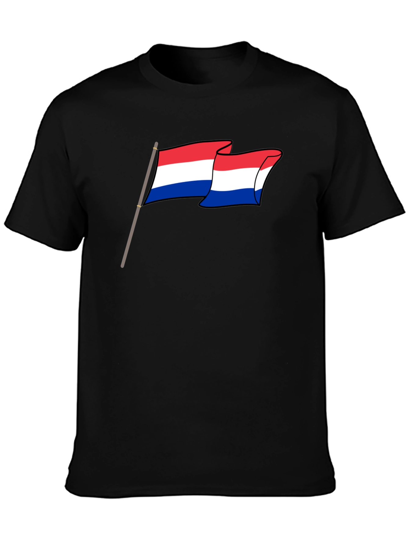 Netherlands Flag Graphic Tee - Black Cotton Shirt