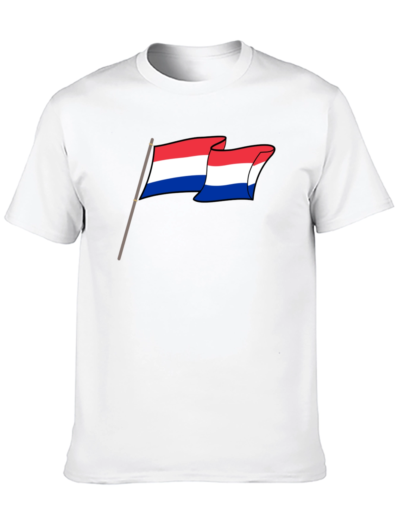 Netherlands Flag Graphic Tee - Black Cotton Shirt