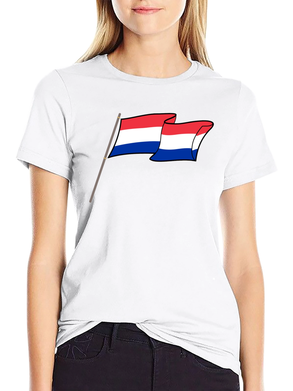 Netherlands Flag Graphic Tee - Black Cotton Shirt