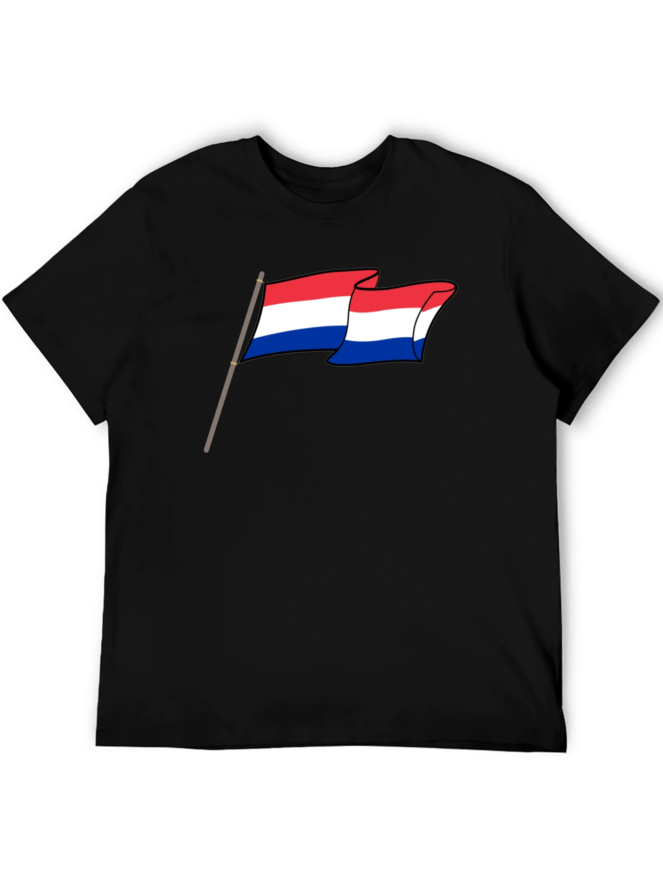 Netherlands Flag Graphic Tee - Black Cotton Shirt