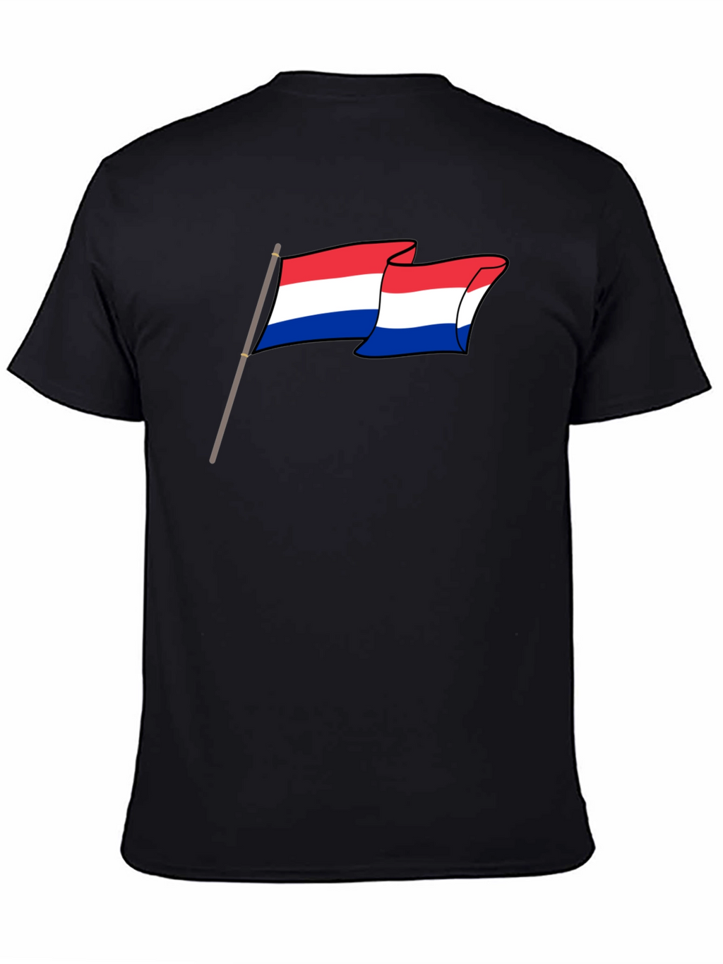 Netherlands Flag Graphic Tee - Black Cotton Shirt