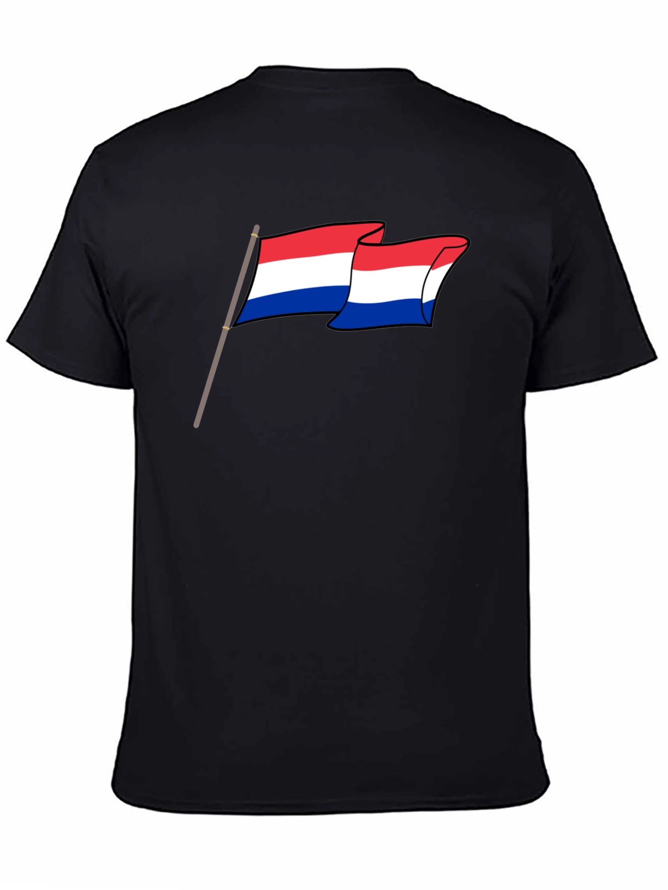 Netherlands Flag Graphic Tee - Black Cotton Shirt