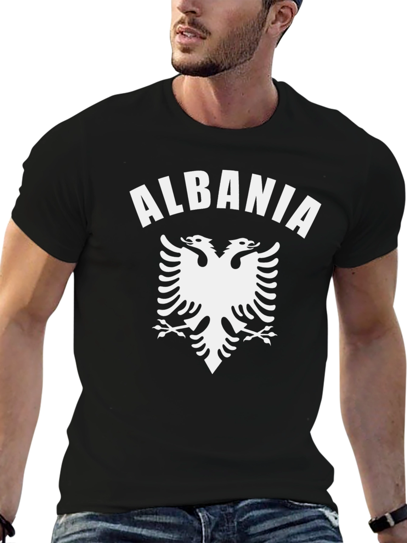 Albania Eagle Graphic Tee - Black Cotton T-Shirt