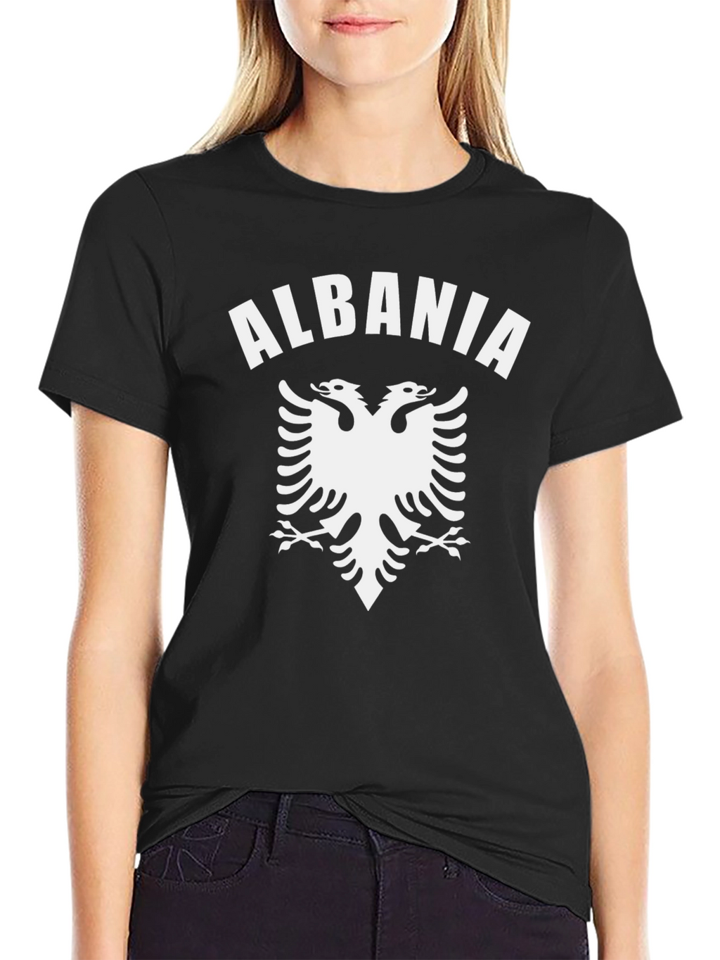 Albania Eagle Graphic Tee - Black Cotton T-Shirt