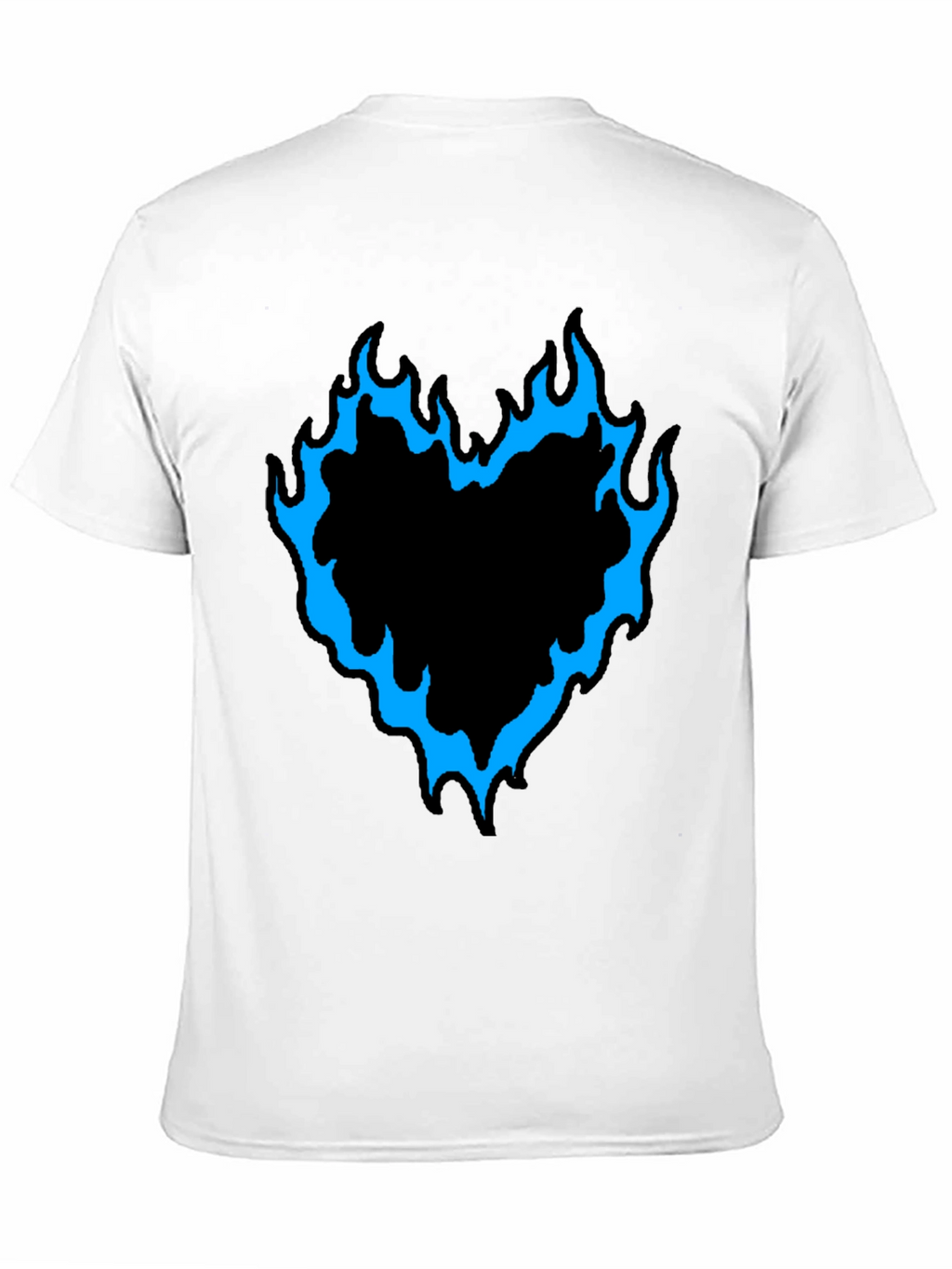 Mens Black T-Shirt with Flaming Heart Graphic