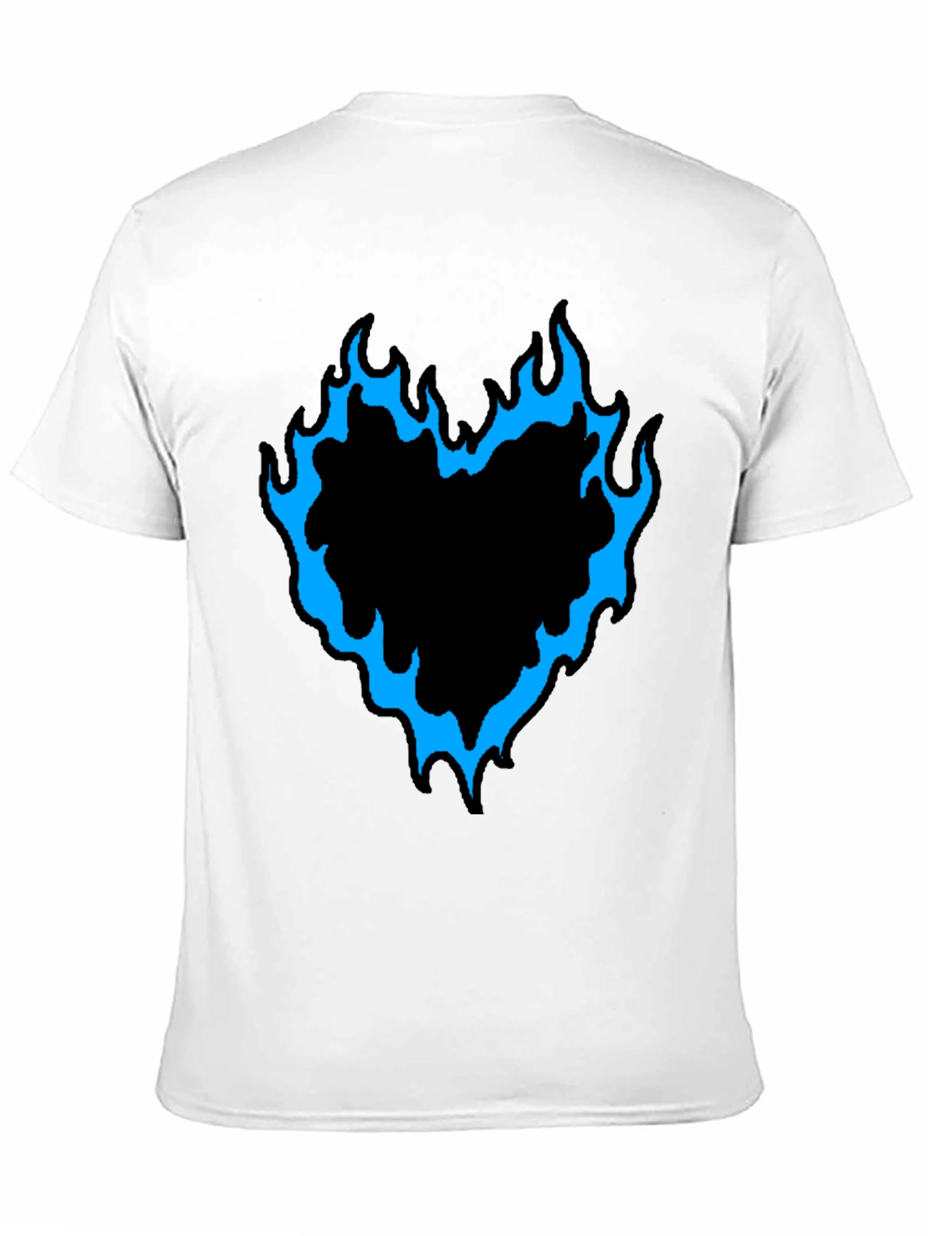 Mens Black T-Shirt with Flaming Heart Graphic