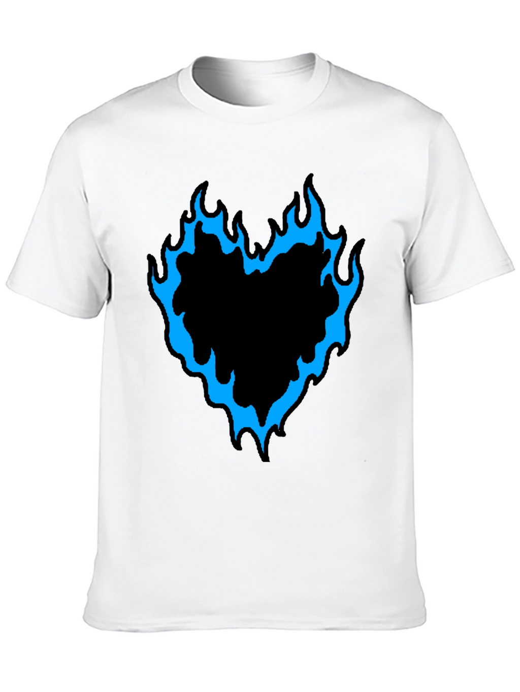 Mens Black T-Shirt with Flaming Heart Graphic