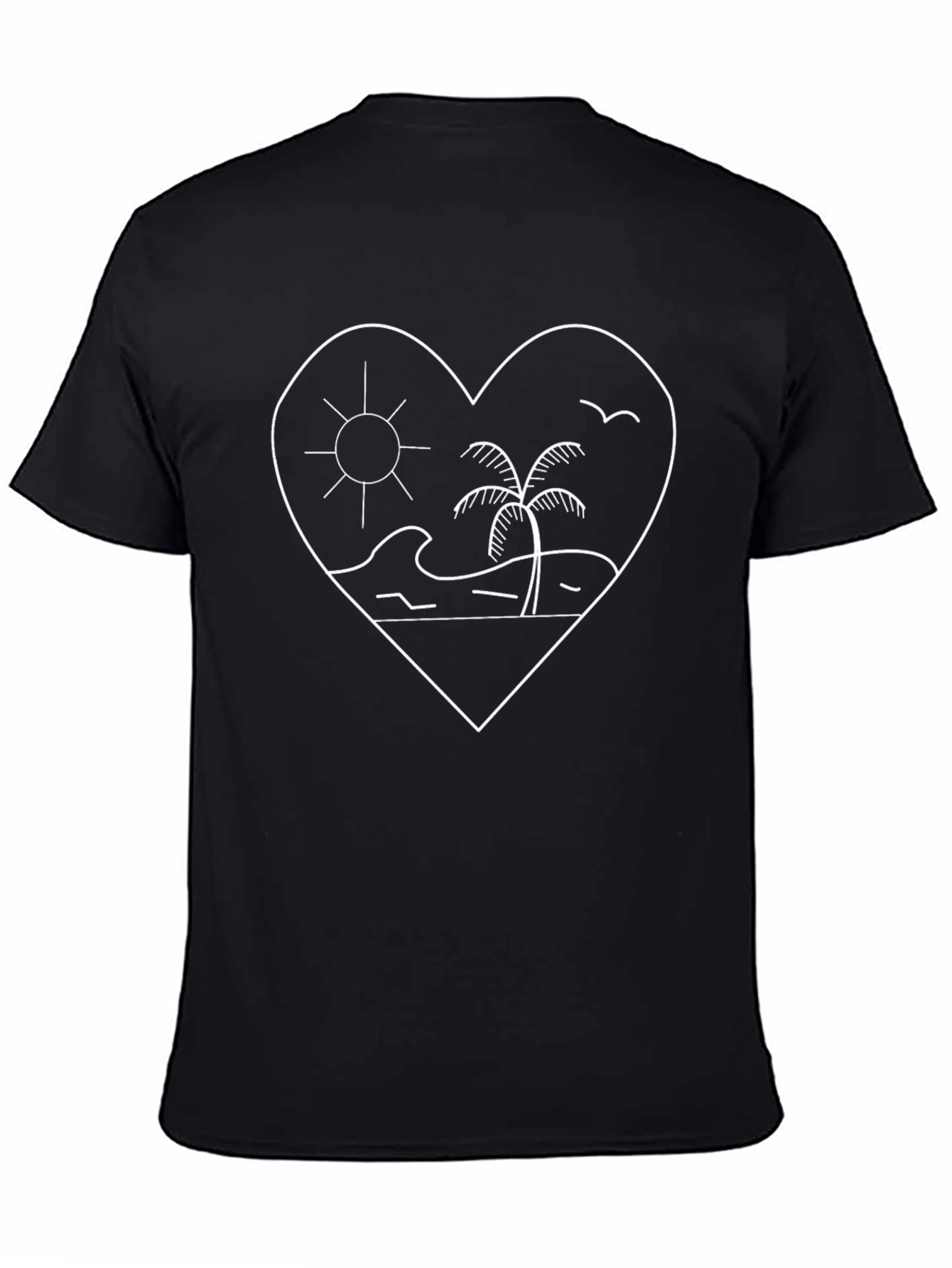Heart Beach T-Shirt - Sun Palm Tree Ocean Love