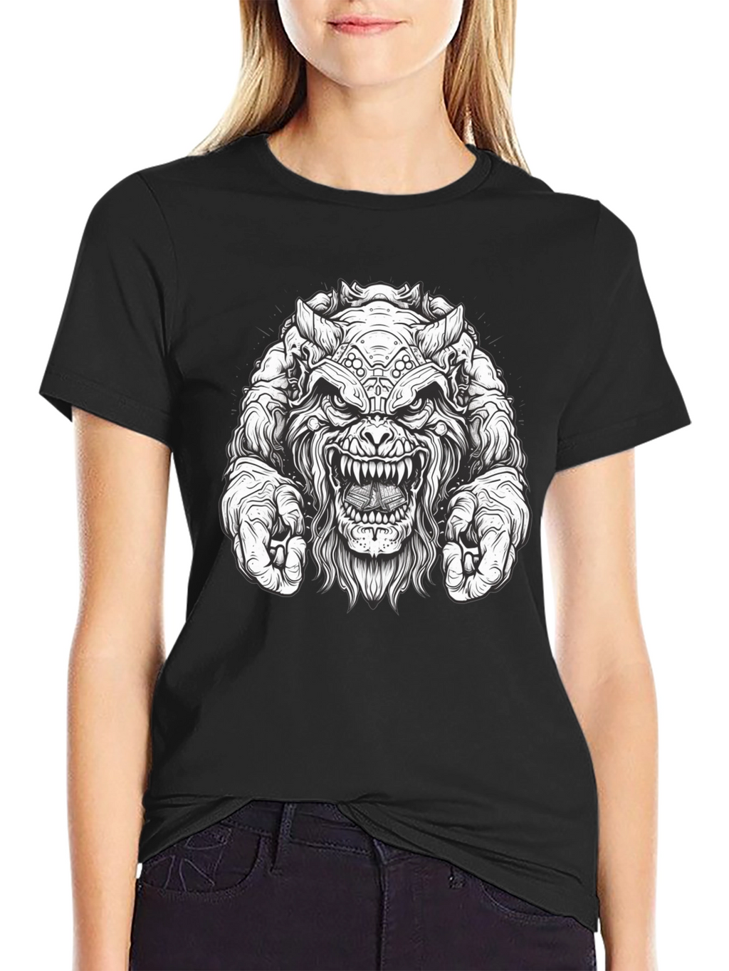 Monster Graphic Tee - Black Cotton T-Shirt