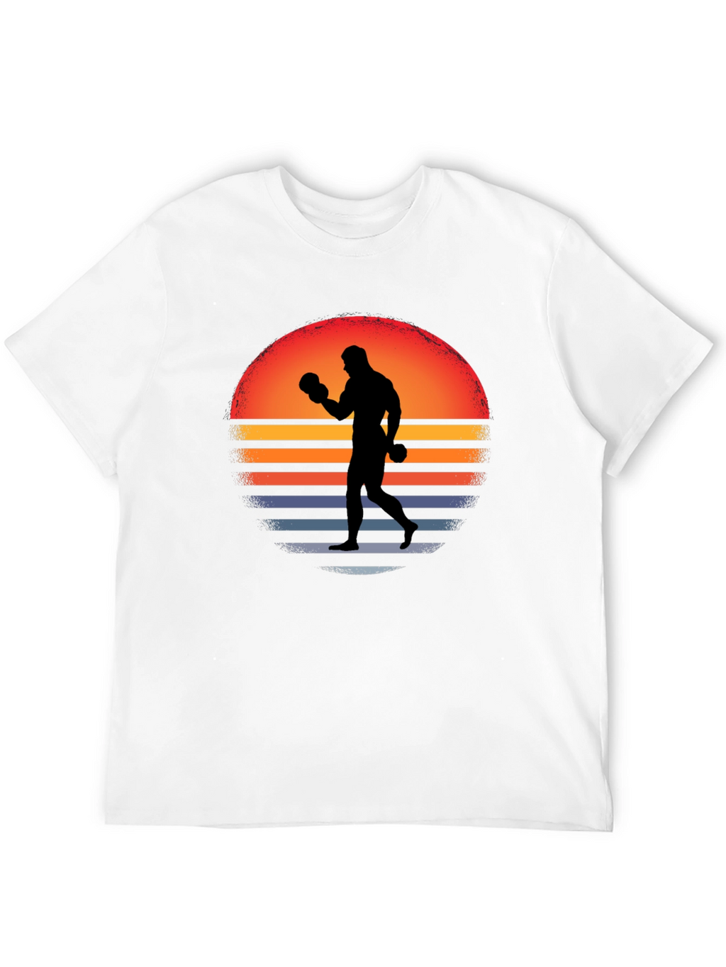 Retro Boxer T-Shirt - Sunset Silhouette Graphic Tee