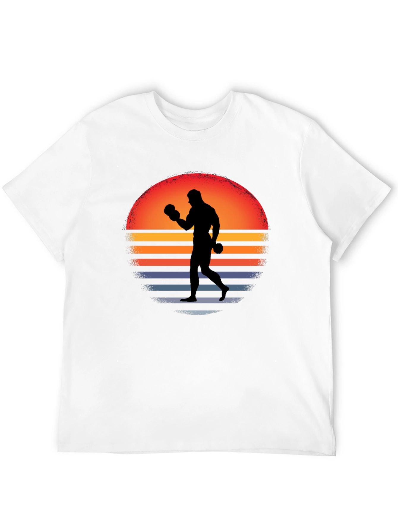 Retro Boxer T-Shirt - Sunset Silhouette Graphic Tee
