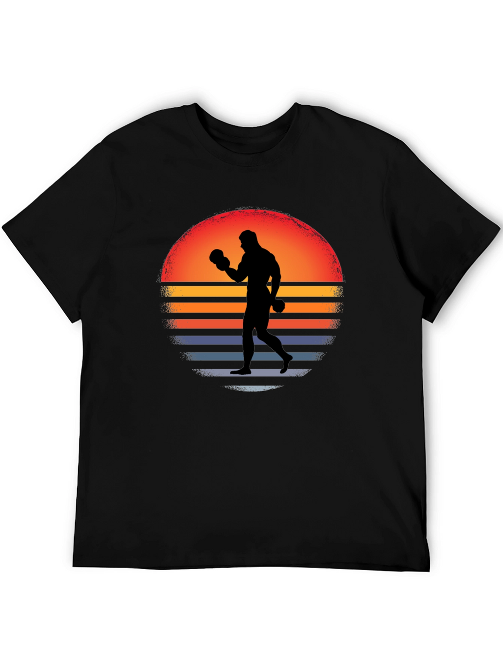 Retro Boxer T-Shirt - Sunset Silhouette Graphic Tee