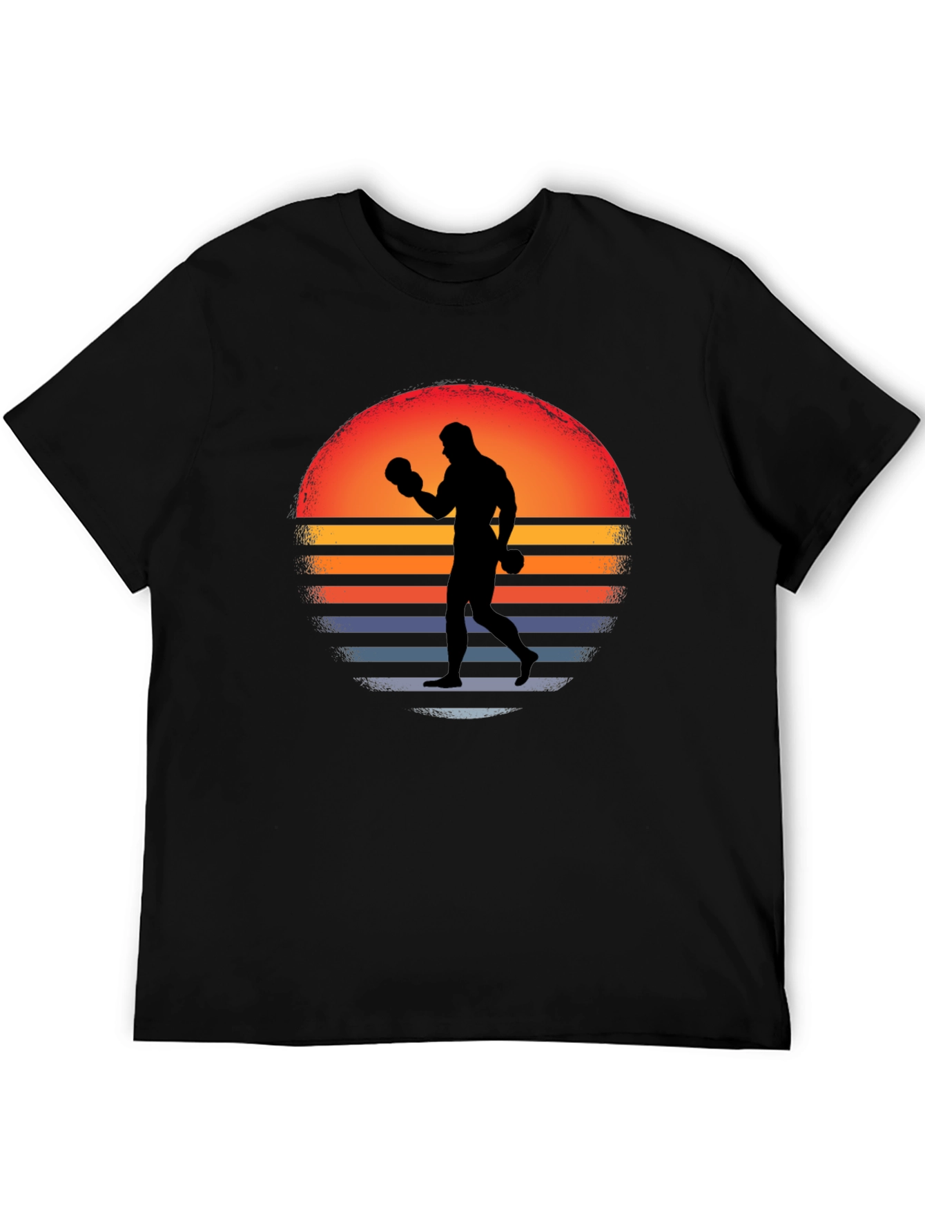 Retro Boxer T-Shirt - Sunset Silhouette Graphic Tee